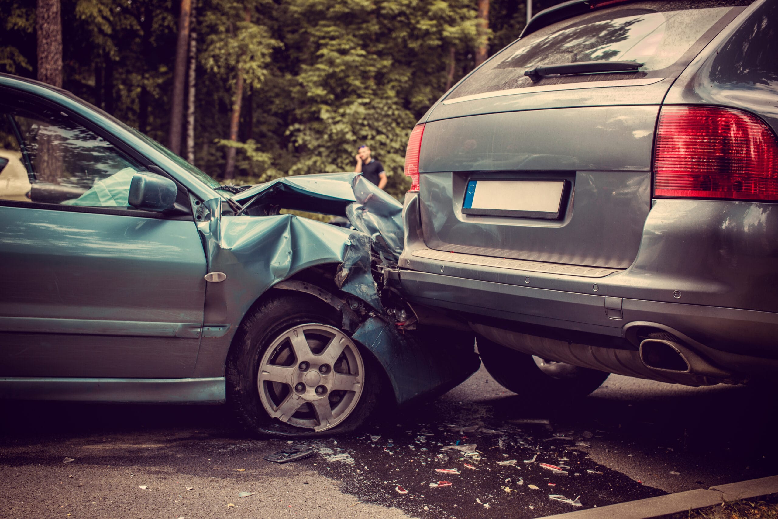 Two damaged cars after an accident