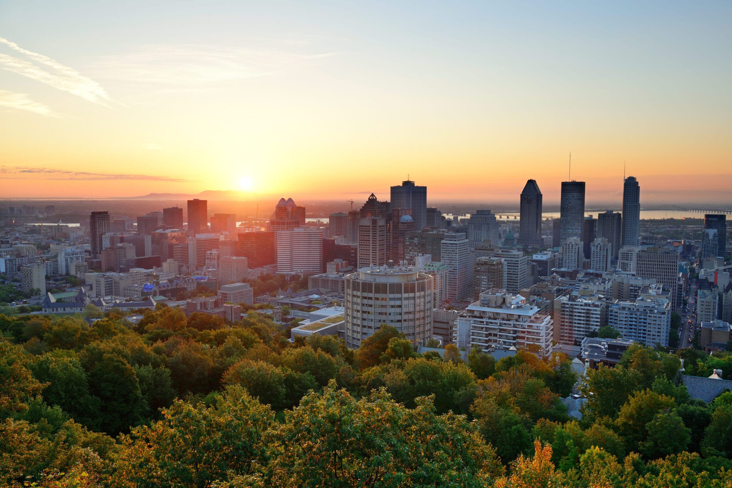 Montreal cityscape at sunrise