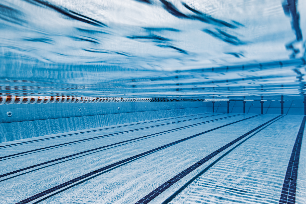 Underwater in a pool